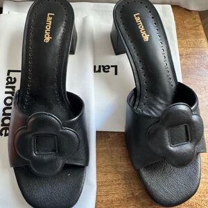 Larroudé Black Slide Sandals